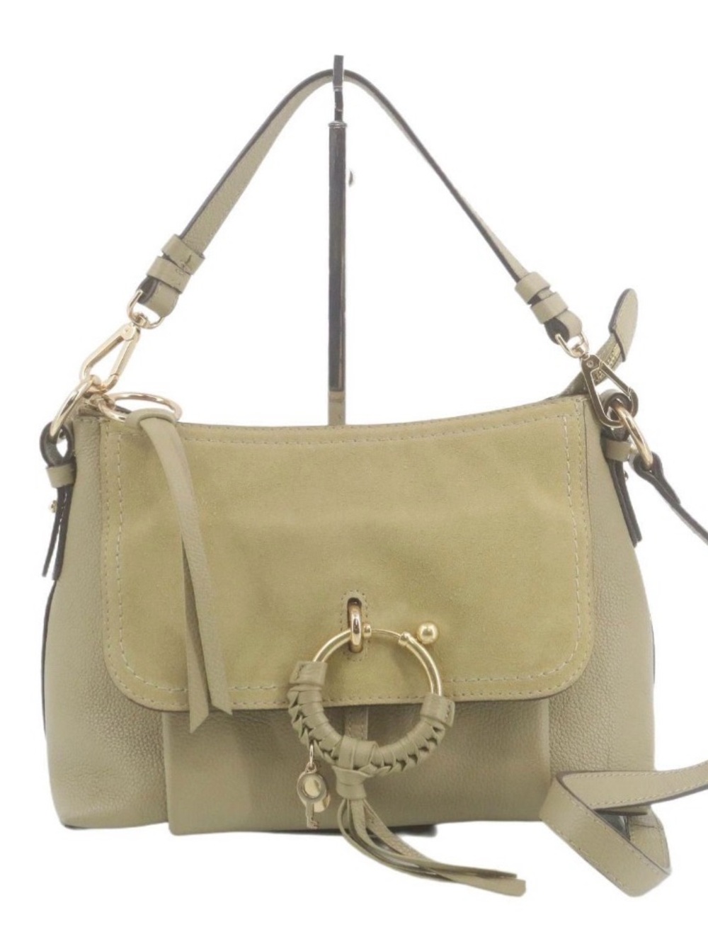 See By Chloe Tan Leather & Suede Ring-Detail Shoulder Bag